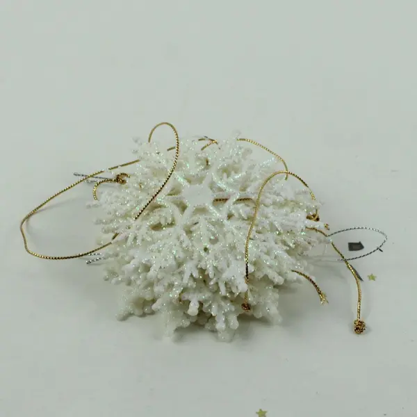 Set of 10 White Glitter Snowflake Christmas Ornaments