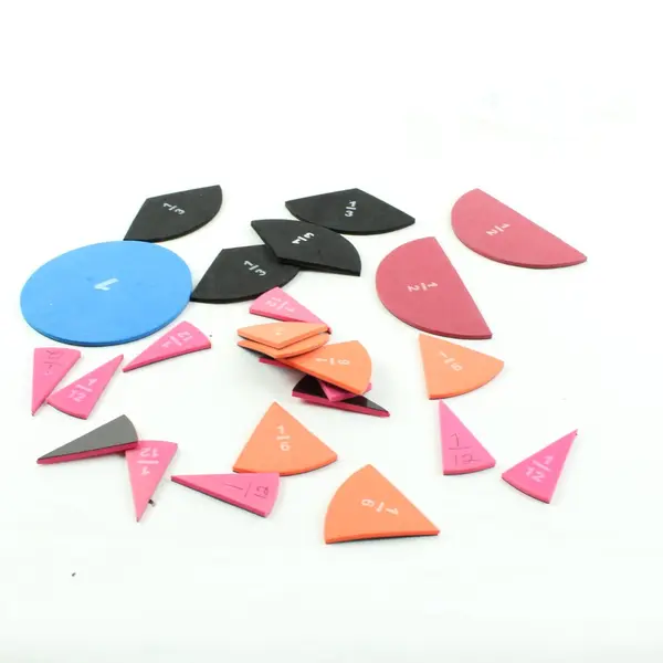 Fraction Circles Math Manipulatives Set 1/2 1/3 1/6 1/12 Storage Bag