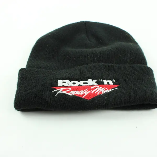 Rockin' Ready Mix Black Knit Embroidered Beanie Hat One Size