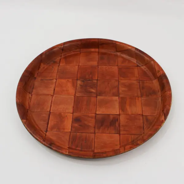 Set of 2 Formosa Wood Woven Wood Round Serving Trays 13 Inch