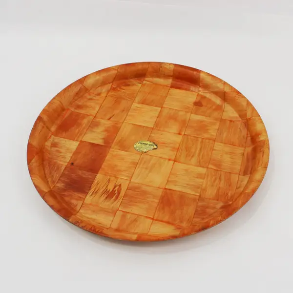 Set of 2 Formosa Wood Woven Wood Round Serving Trays 13 Inch