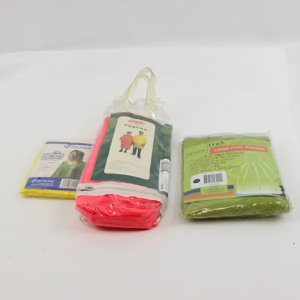 Lot of 3 Rain Ponchos Coleman First Aid Only Nature Trek PVC