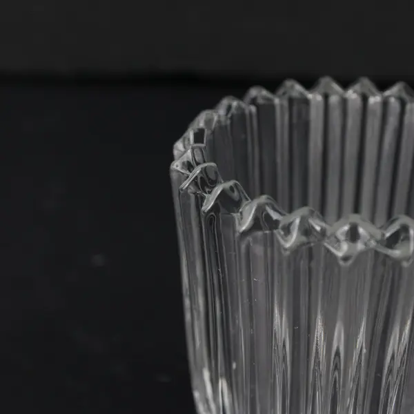 Lot of 2 Vintage Clear Ribbed Crystal Glass Votive Candle Holders USA
