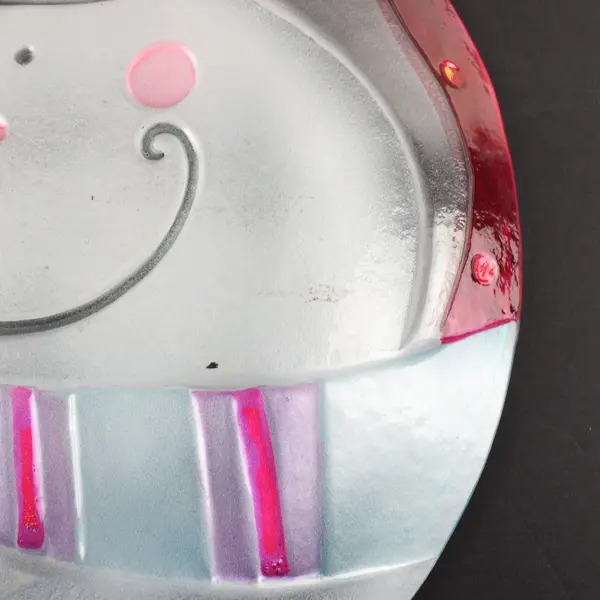 LS Arts Glass Snowman Christmas Holiday Platter Serving Tray