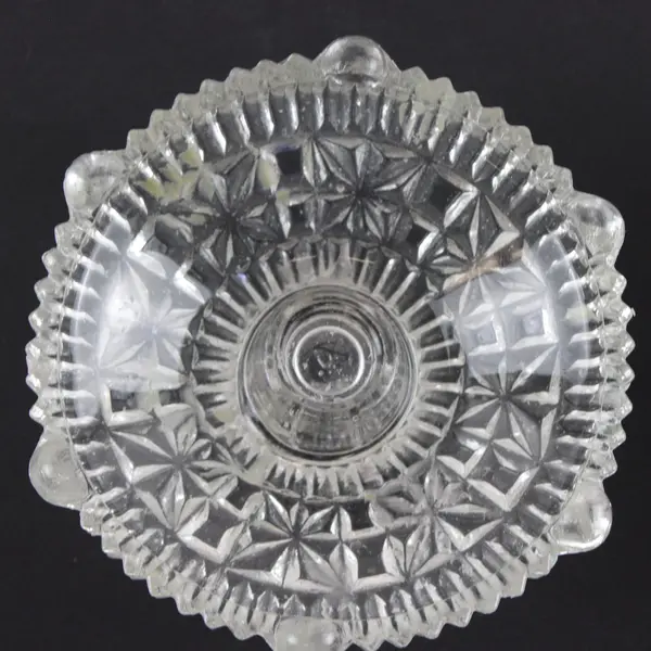 Set of 2 Stars & Bars Clear Pressed Glass Candle Holder Vintage