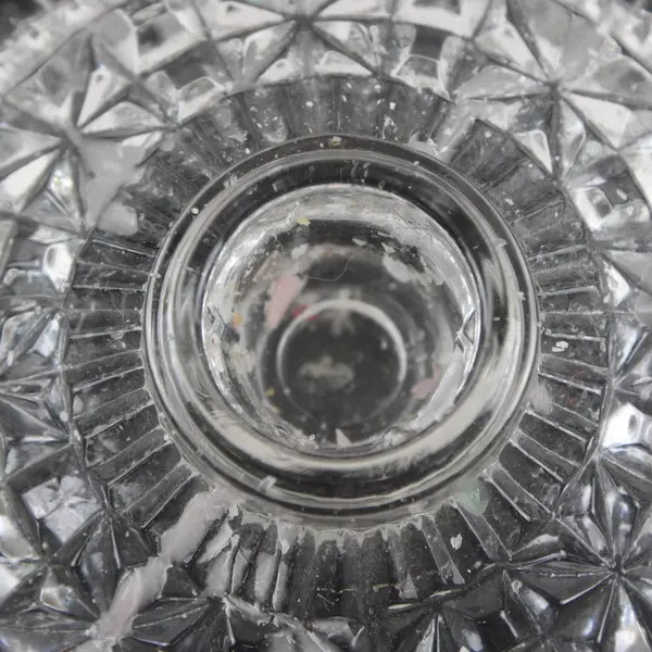 Set of 2 Stars & Bars Clear Pressed Glass Candle Holder Vintage