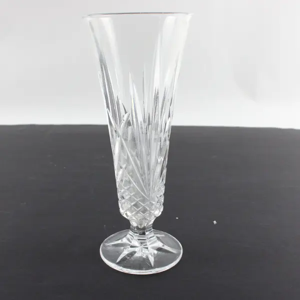 Waterford Ashbourne Crystal Footed Bud Vase Flared Diamond Cut