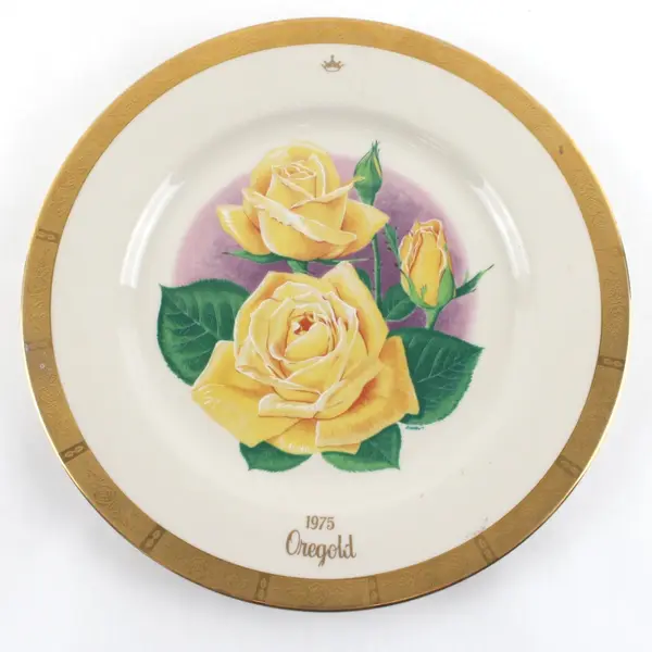 1975 Gorham Oregold All-America Rose Selections Yellow Rose Plate
