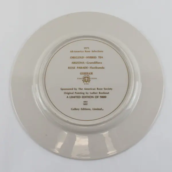 1975 Gorham Oregold All-America Rose Selections Yellow Rose Plate