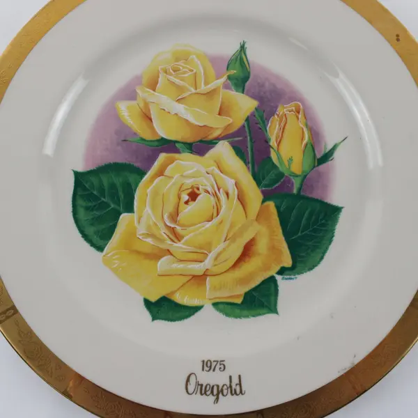 1975 Gorham Oregold All-America Rose Selections Yellow Rose Plate
