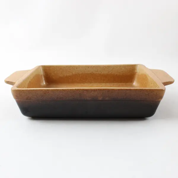 Vintage Pottery Craft Two-Tone Ceramic Baking Dish