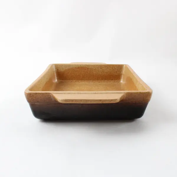 Vintage Pottery Craft Two-Tone Ceramic Baking Dish