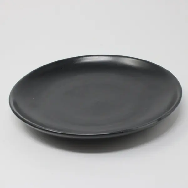 Set of 2 Matte Black Porcelain Salad Plates Modern Minimalist