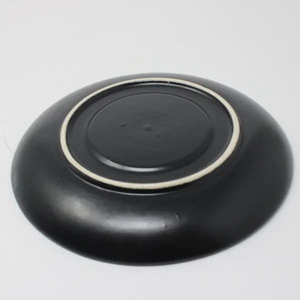 Set of 2 Matte Black Porcelain Salad Plates Modern Minimalist