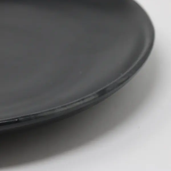 Set of 2 Matte Black Porcelain Salad Plates Modern Minimalist
