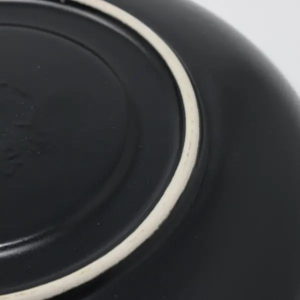Set of 2 Matte Black Porcelain Salad Plates Modern Minimalist