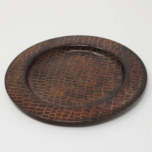 Target Set of 4 Decorative Pillar Candle Plates Brown Faux Crocodile