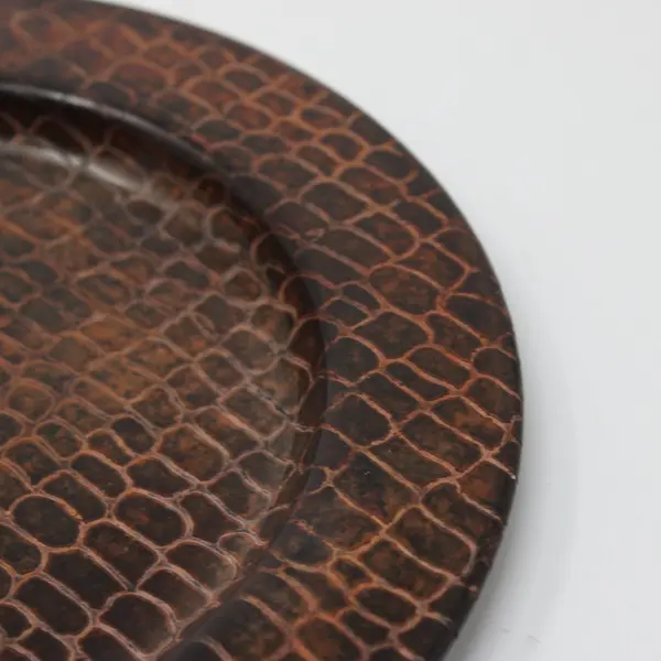 Target Set of 4 Decorative Pillar Candle Plates Brown Faux Crocodile