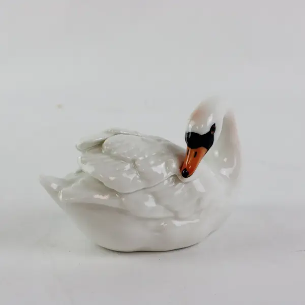 Porcelain Swan Figurine Decorative Collectible Home Accent