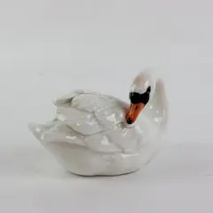 Porcelain Swan Figurine Decorative Collectible Home Accent