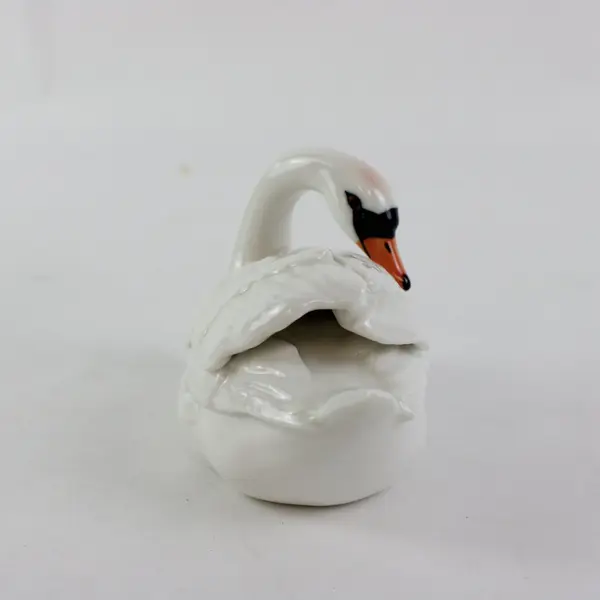 Porcelain Swan Figurine Decorative Collectible Home Accent