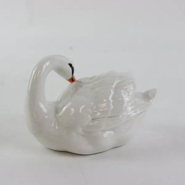 Porcelain Swan Figurine Decorative Collectible Home Accent