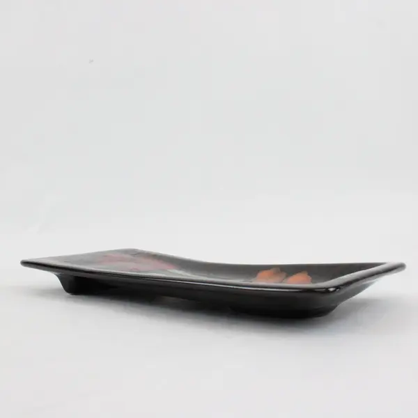 Pfaltzgraff Painted Poppies Rectangular Spoon Rest Black Floral Pre-Owned