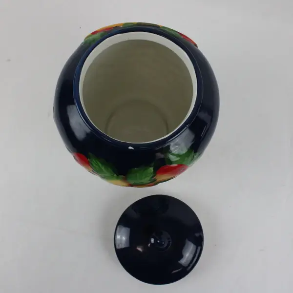 Vintage Nonni's Biscotti Cookie Jar Hand-Painted Ceramic Deep Blue 3D