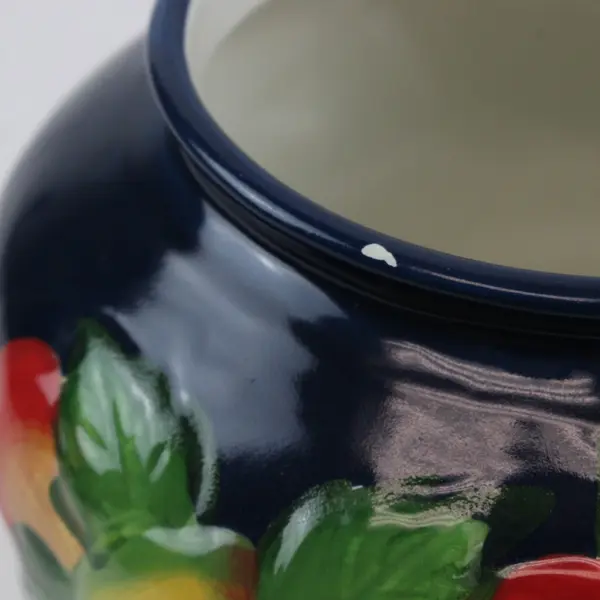 Vintage Nonni's Biscotti Cookie Jar Hand-Painted Ceramic Deep Blue 3D
