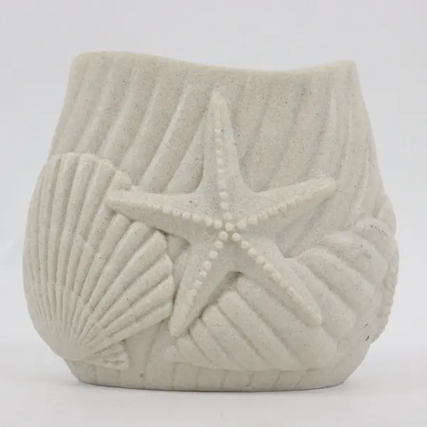 Coastal Seashell Starfish Toothbrush Holder Beige Bathroom Decor