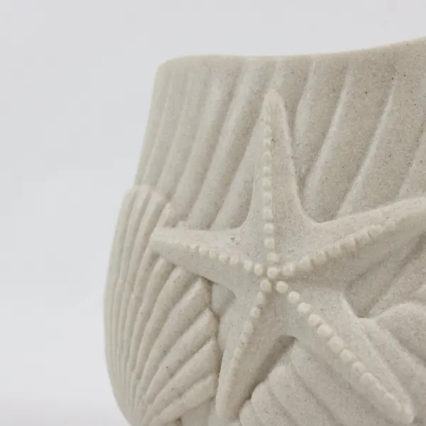 Coastal Seashell Starfish Toothbrush Holder Beige Bathroom Decor