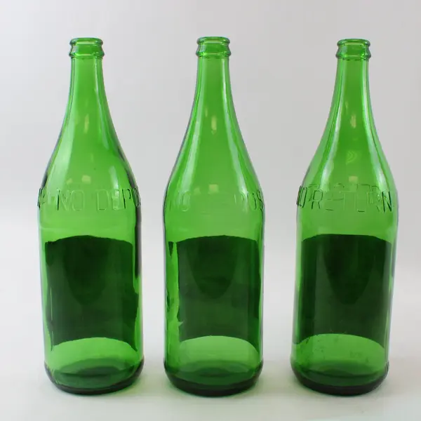 Vintage Green Glass Soda Bottles Lot of 3 28 fl oz Collectible