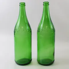 Lot of 2 Green Glass NO RETURN Soda Bottles 28 oz Unverified
