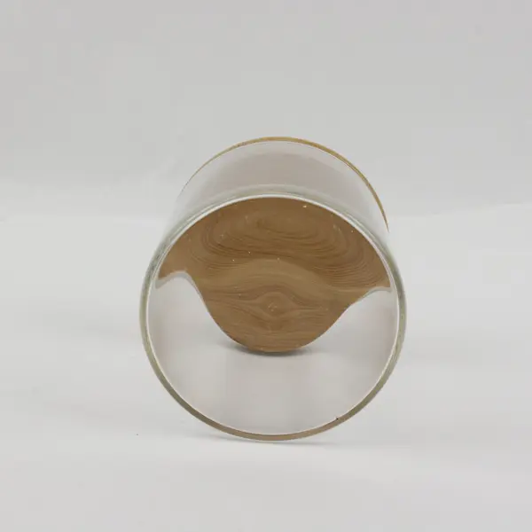 Set of 2 Clear Glass Storage Jars with Wooden Lids Kitchen Canisters