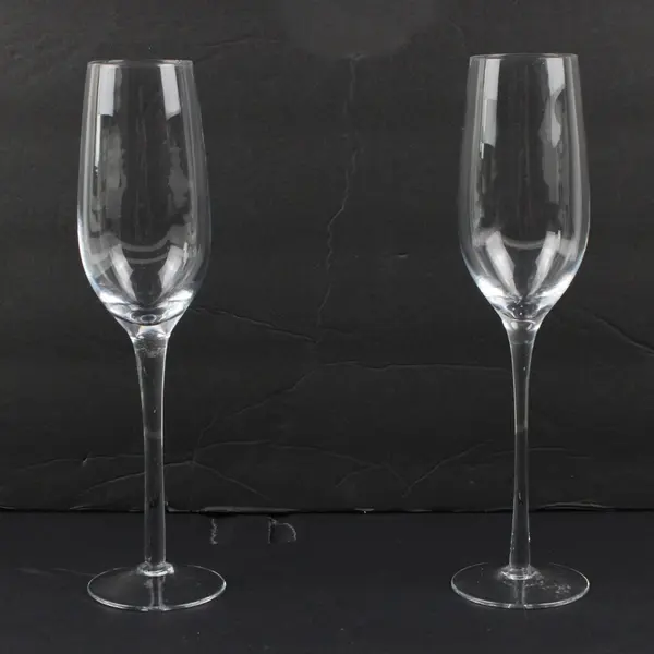 Lot of 2 Champagne Flute Glasses Clear Used Drinkware
