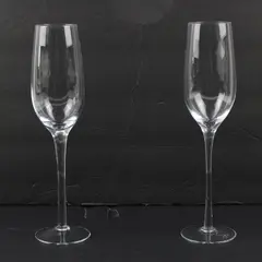 Lot of 2 Champagne Flute Glasses Clear Used Drinkware