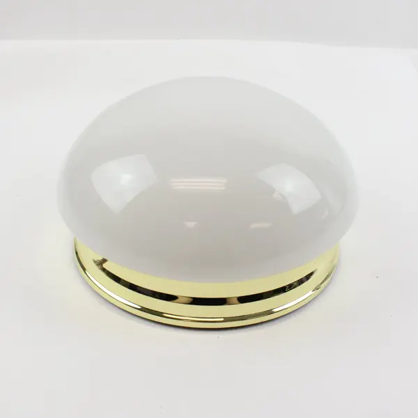 Vintage Brass White Milk Glass Flush Mount Ceiling Light Dome Fixture