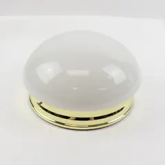 Vintage Brass White Milk Glass Flush Mount Ceiling Light Dome Fixture