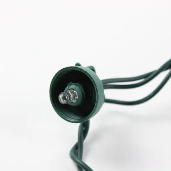 100 Count C9 LED Christmas String Lights Clear Faceted Green Wire