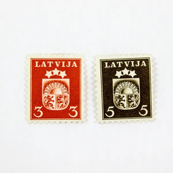 Lot Of 2 Latvia 1940 Coat of Arms Stamps 3s & 5s Mint Hinged