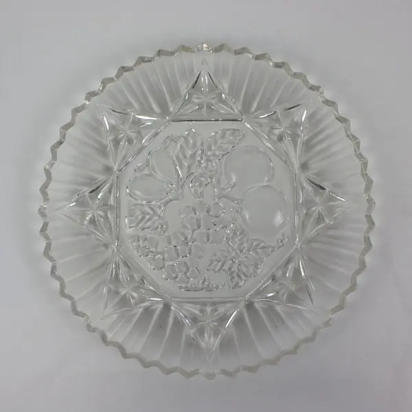 Federal Glass Pioneer Fruit 11.5" Clear Pressed Glass Serving Dish
