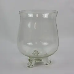 Clear Glass Hurricane Candle Holder Vase with Pedestal Foot