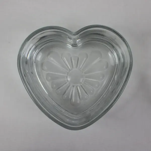 Set of 2 Heart-Shaped Clear Glass Candy Dishes