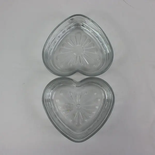 Set of 2 Heart-Shaped Clear Glass Candy Dishes