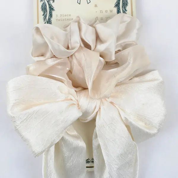 Lot of 3 Layered Cream Satin Hair Bows Ivory Ribbon Accessories