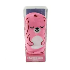 Gertex Girls Crew Socks 1 Pair Pink Animal Size 7-9