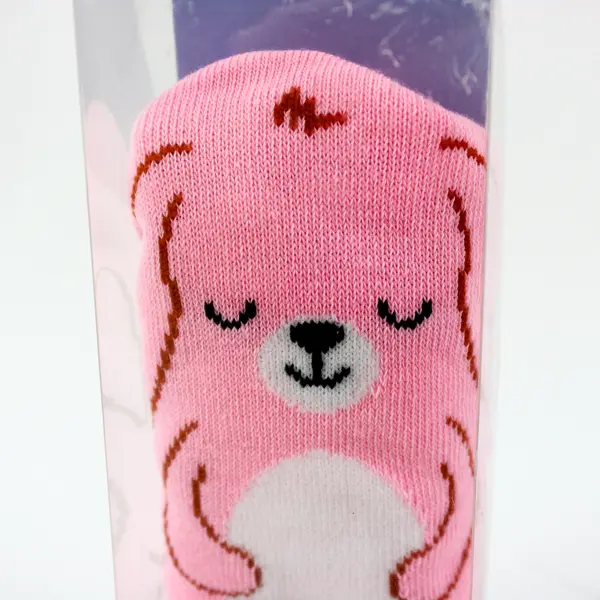 Gertex Girls Crew Socks 1 Pair Pink Animal Size 7-9