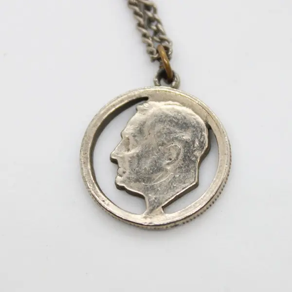 Franklin D. Roosevelt Dime Coin Pendant Necklace 16 Inch Chain