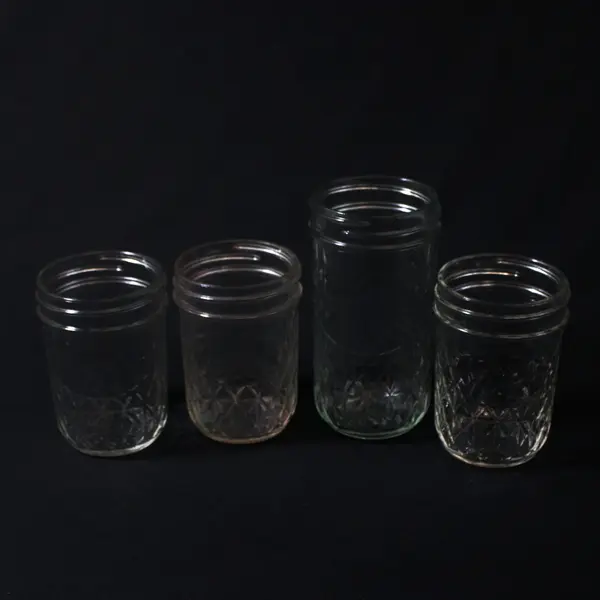 Lot of 4 Ball Quilted Crystal Jelly Canning Jar Clear Glass 4-5 inch