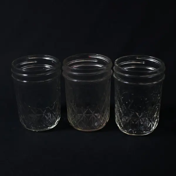 Lot of 4 Ball Quilted Crystal Jelly Canning Jar Clear Glass 4-5 inch